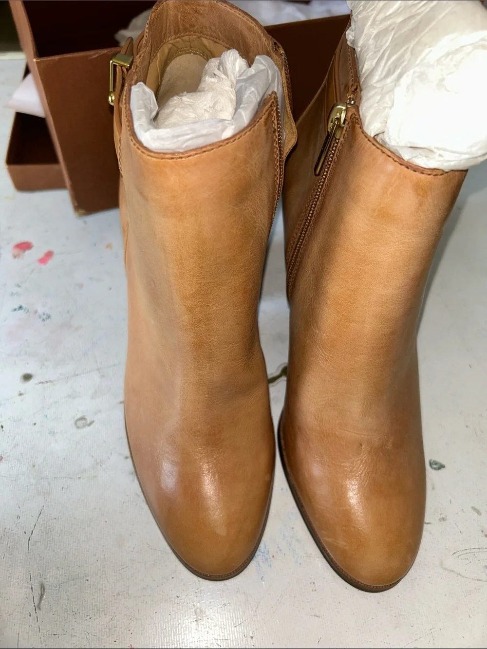 Coach Women's Cognac Leather Ankle Booties